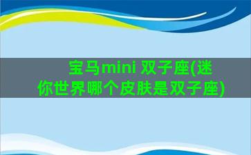 宝马mini 双子座(迷你世界哪个皮肤是双子座)